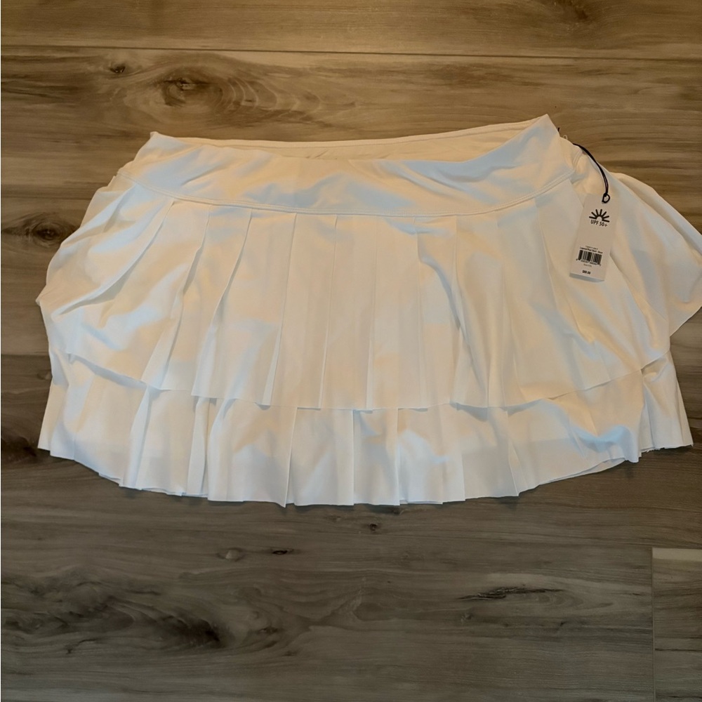 Jofit Women's Athletic Golf Tennis White Pleated Layer Short Skort XL 50 UPF